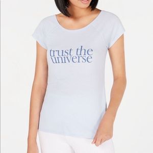 🎆 3/$20 IDEOLOGY Trust the Universe Yoga Tee NWOT ZB